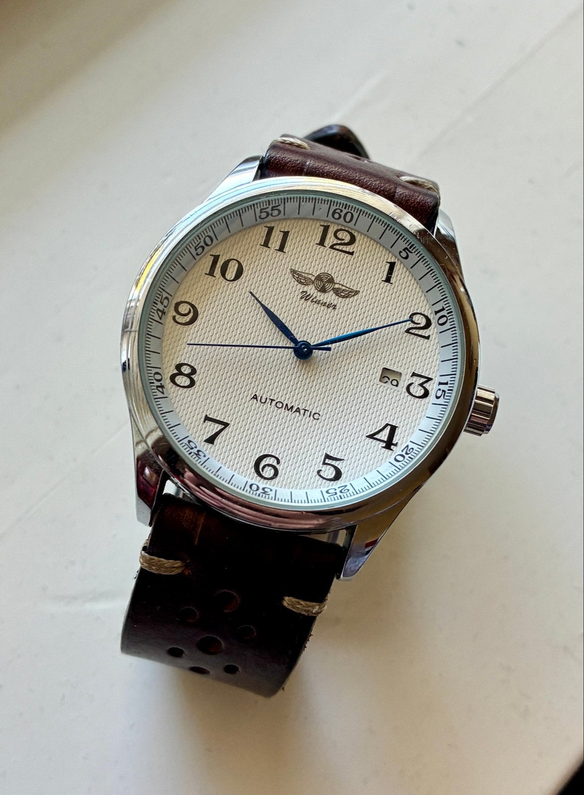 Winner Automatisch Horloge - Fluco Hunter Racing Leren Band, Overige merken, Leer, Staal, Polshorloge
