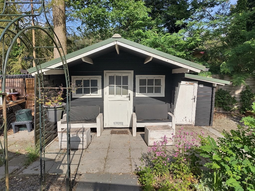 2.50 x 4.80m houten schuur met extra berging, Tuin en Terras, Tuinhuizen, Ophalen, 250 tot 500 cm, Schuur, 2 ramen
