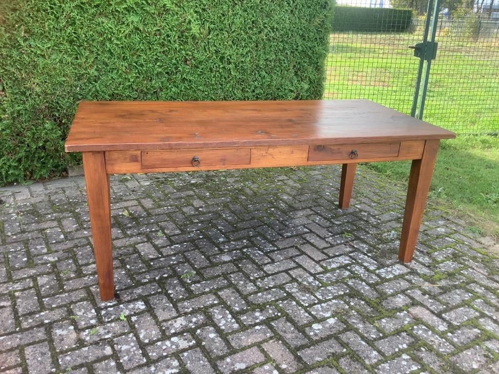 Massief eiken tafel, 180 x 90, gebeitst en gelakt, Huis en Inrichting, Tafels | Eettafels, Ophalen, Gebruikt, Eikenhout, 50 tot 100 cm