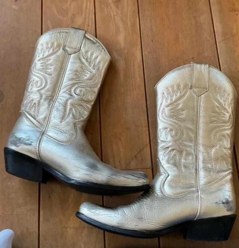 Gouden cowboy laarzen, Kleding | Dames, Schoenen, Hoge laarzen, Overige kleuren, Ophalen of Verzenden, Gedragen