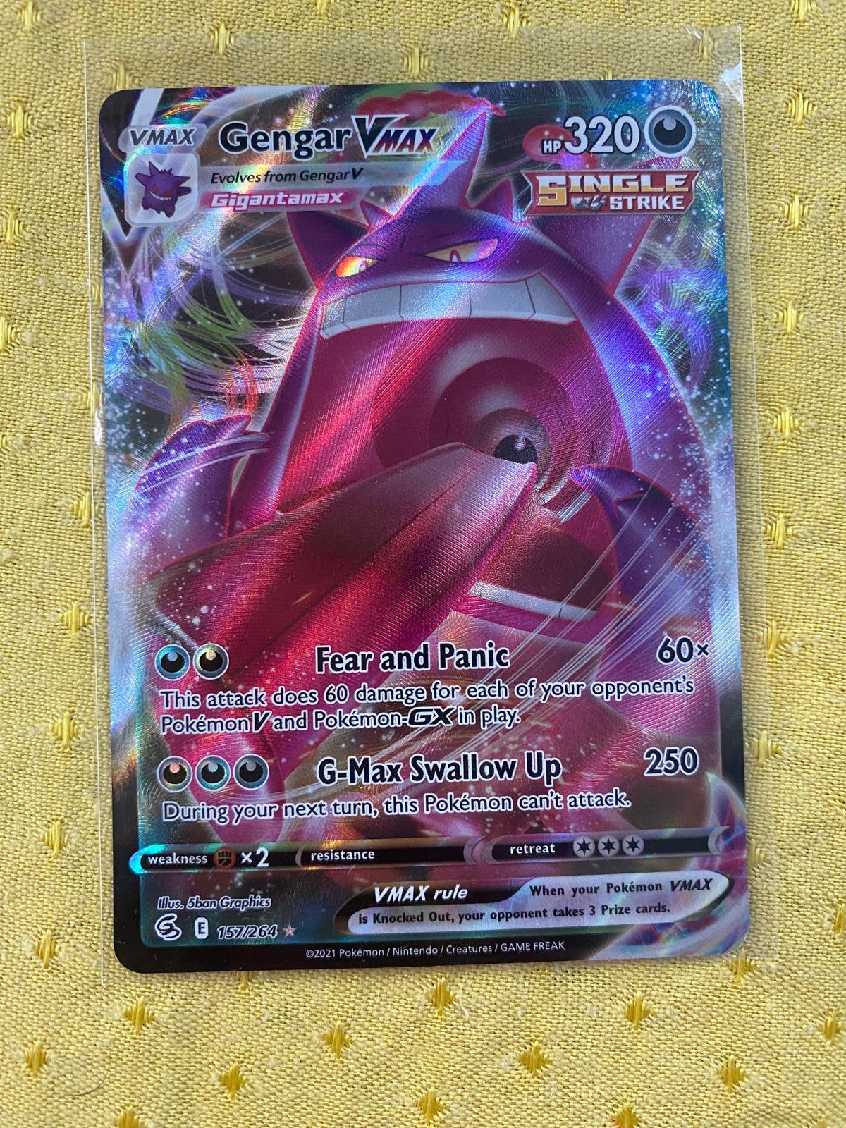 Gengar VMAX (Fusion Strike) 157/264, Ophalen of Verzenden, Zo goed als nieuw, Losse kaart, Foil