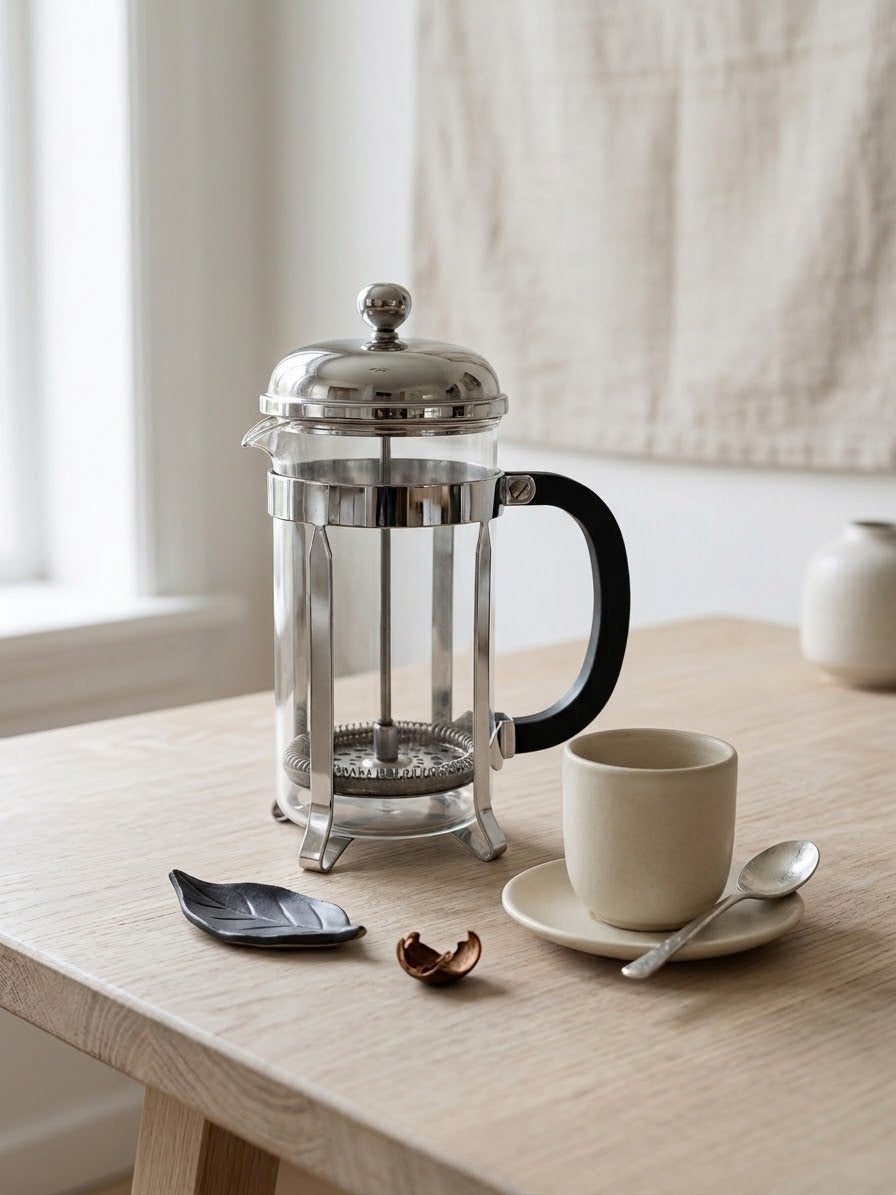 Melior Pyrex Cafetière - Glazen French Press Koffiezetter, Zilver, Ophalen of Verzenden, Metaal, Overige merken