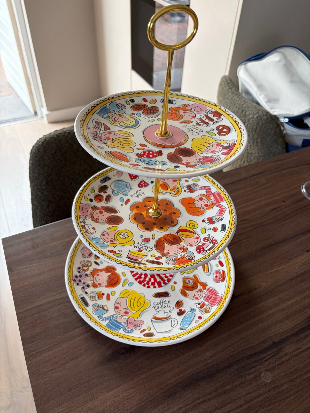 Blond Amsterdam etagere - 3 lagen, Huis en Inrichting, Woonaccessoires | Etagères, Ophalen of Verzenden, Zo goed als nieuw