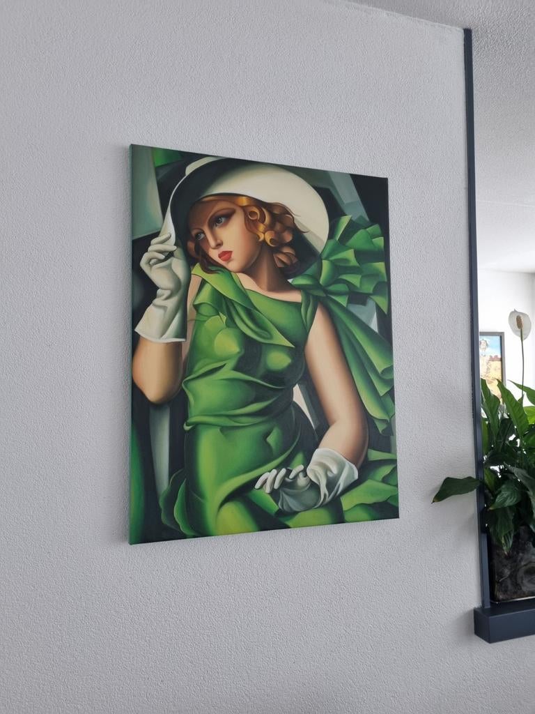 Tamara de Lempicka stijl olieverf schilderij 60x80cm, Antiek en Kunst, Ophalen
