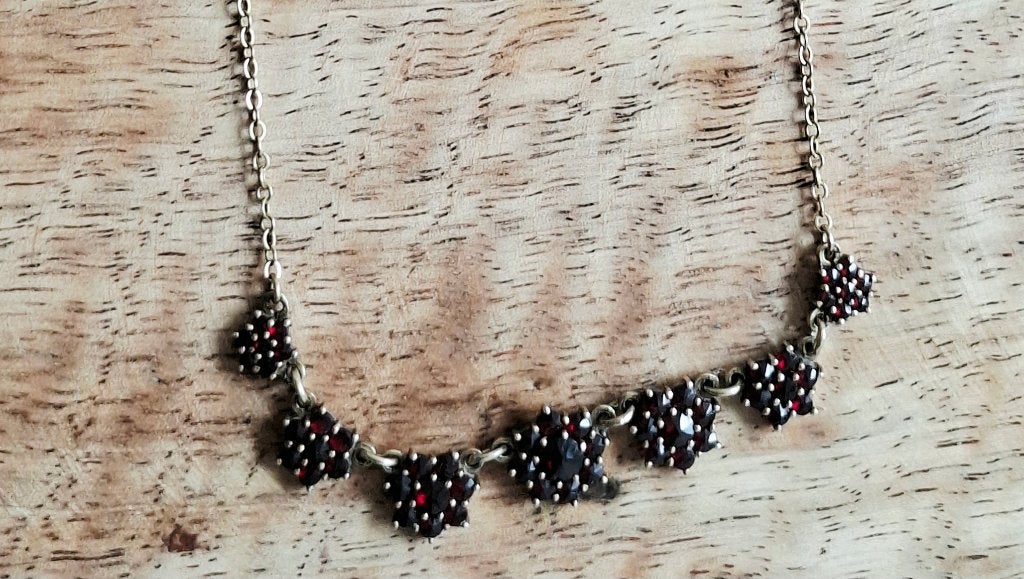 Mooie vintage boheemse granaat ketting, Overige materialen, Verzenden, Zo goed als nieuw, Met edelsteen