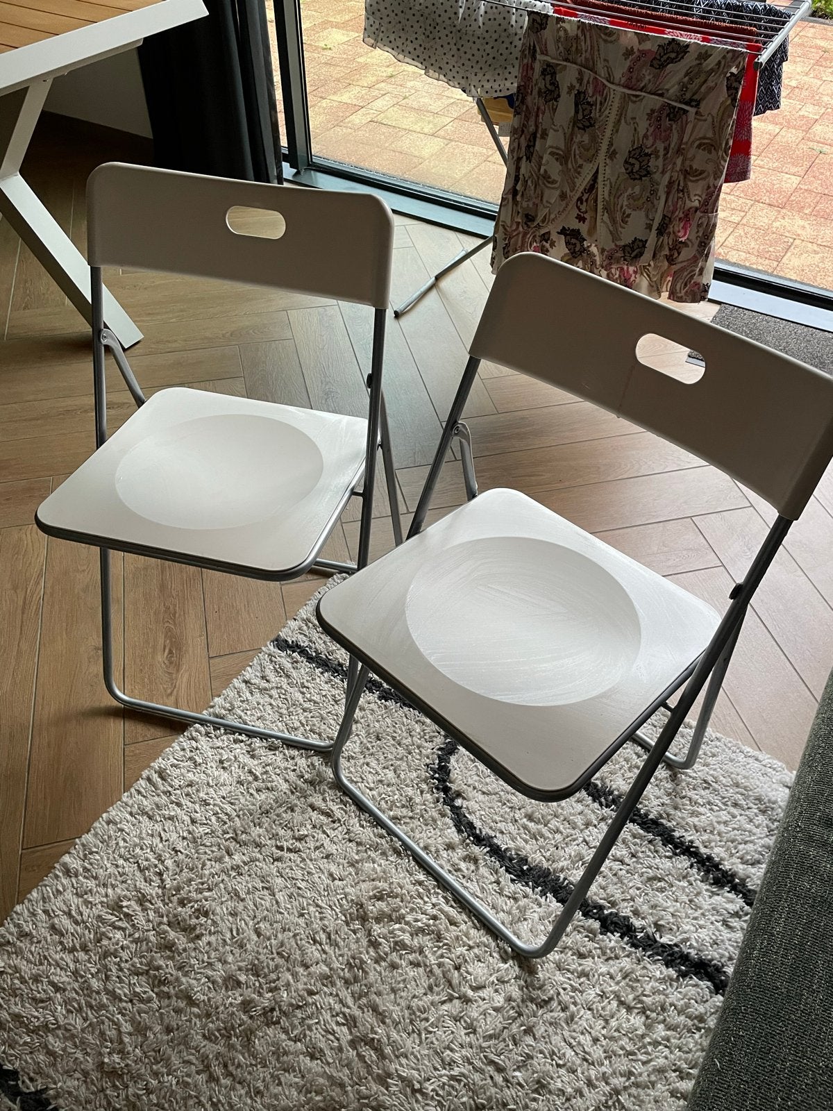 2 Ikea Nick klapstoelen, Ophalen, Kunststof, Gebruikt, Twee