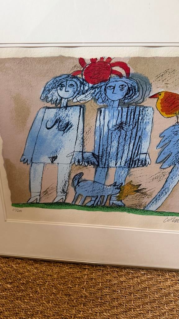 Corneille Zeefdruk "Twee Vrouwen en Hond" (1999), Antiek en Kunst, Kunst | Schilderijen | Modern, Ophalen