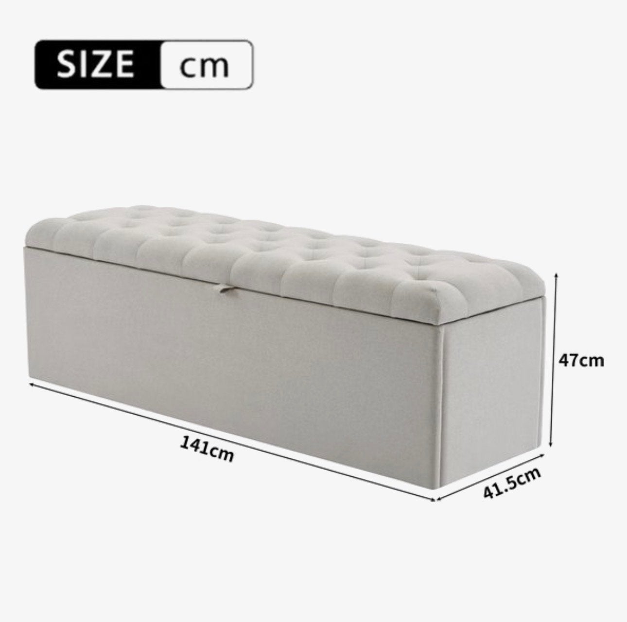 Luxe Opbergbank - Grijs - 141x41.5x47cm, Ophalen, Overige materialen, Minder dan 50 cm, 100 tot 150 cm