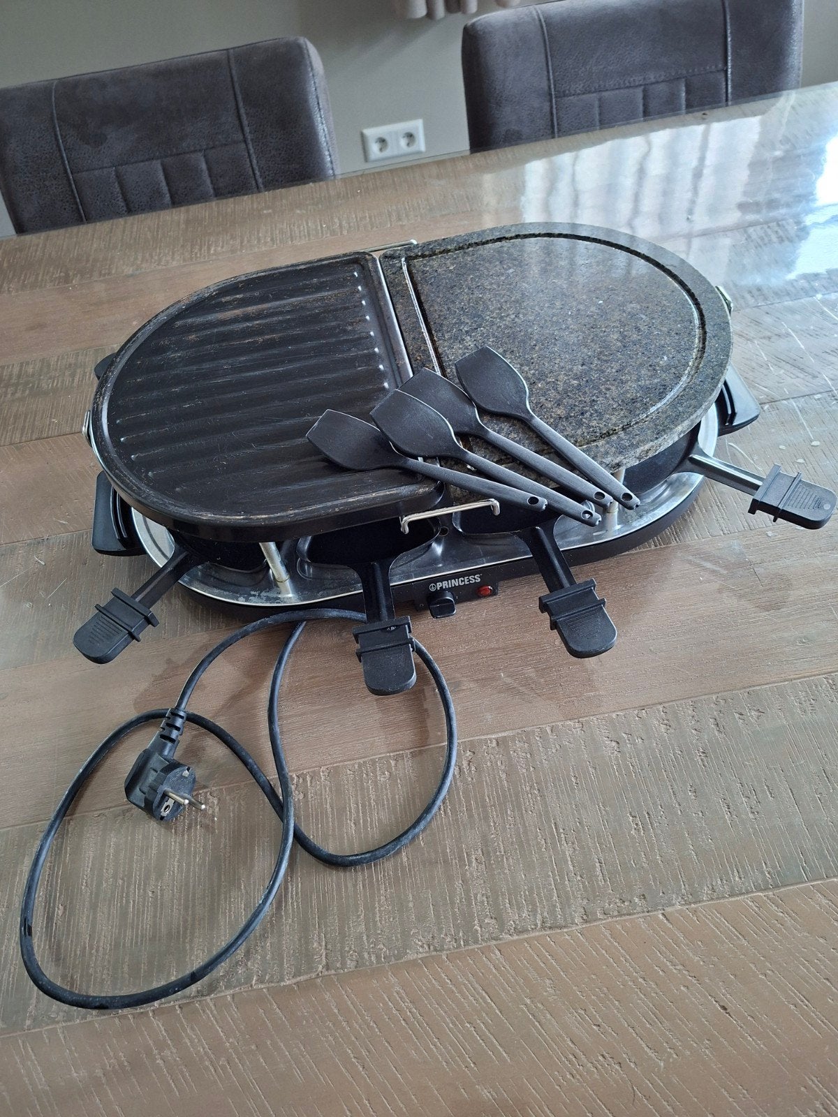 Princess Raclette Grill met Bakplaat en Steenplaat, Ophalen of Verzenden, Gebruikt, 8 personen of meer