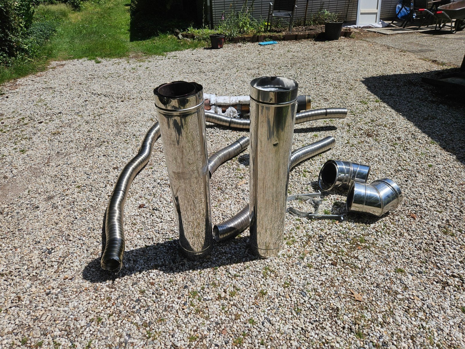 RVS dubbelwandige flexibele rookgasafvoer holetherm, Ophalen of Verzenden, Gebruikt