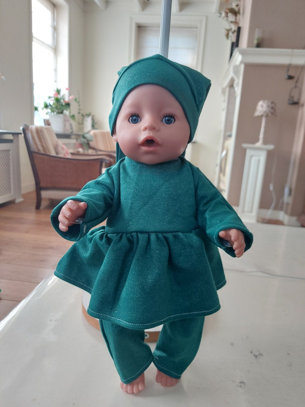 Leuk 3 delig groene glitter set baby born pop 43cm, Kinderen en Baby's, Speelgoed | Poppen, Ophalen of Verzenden, Nieuw, Babypop