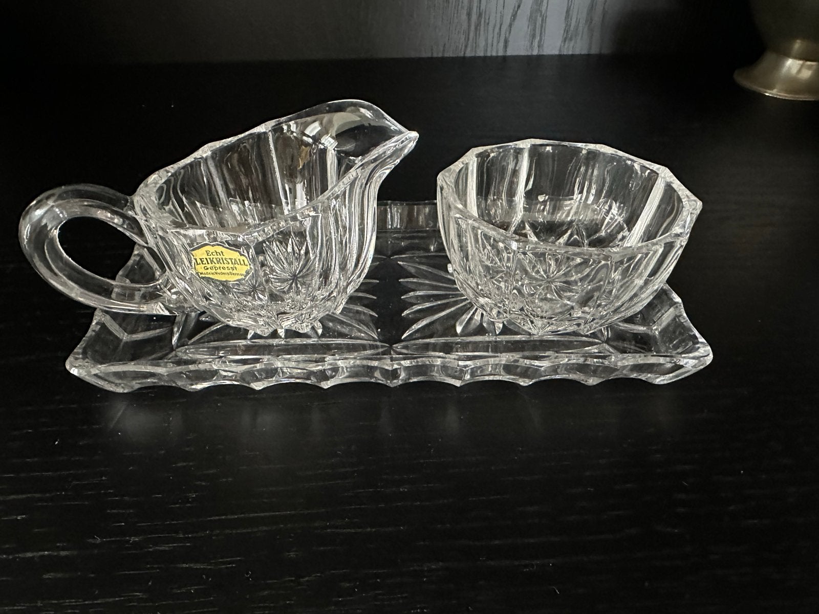 Vintage Kristallen Roomstel met Dienblad - Echt Bleikristall, Ophalen of Verzenden