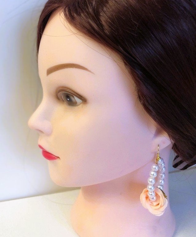Oorbellen hanger bloem - handmade - victorian vintage parels, Overige materialen, Hangers, Verzenden, Nieuw