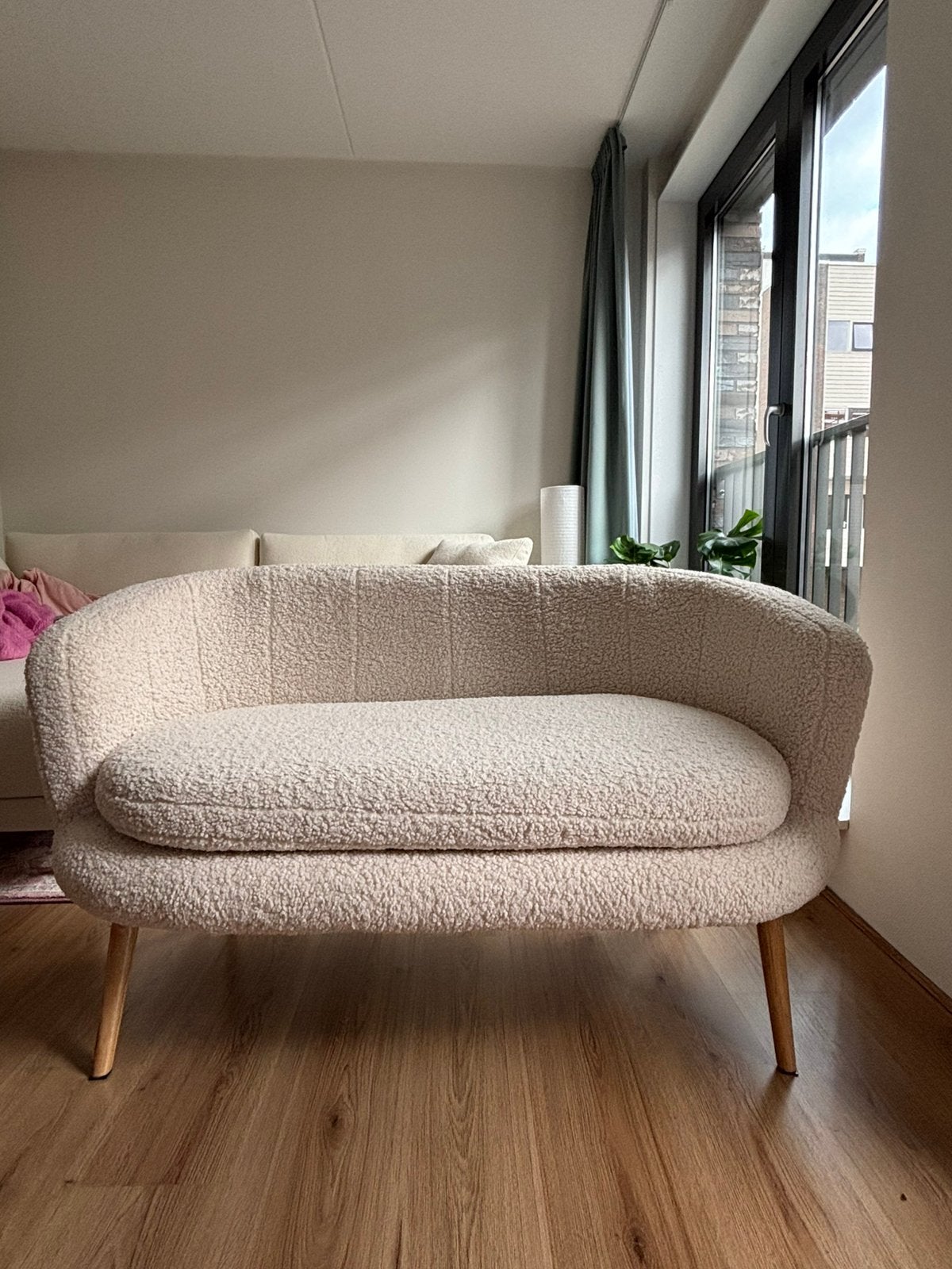 JYSK bankje GLOSTRUP teddy, Huis en Inrichting, Ophalen, Tweepersoons, 75 tot 100 cm, Zo goed als nieuw