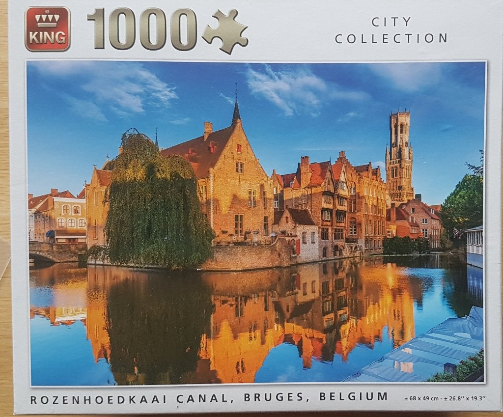 King puzzel  Rozenhoedkaai, Brugge 1000 pc. Nieuw in folie, Ophalen of Verzenden, 500 t/m 1500 stukjes, Nieuw, Legpuzzel