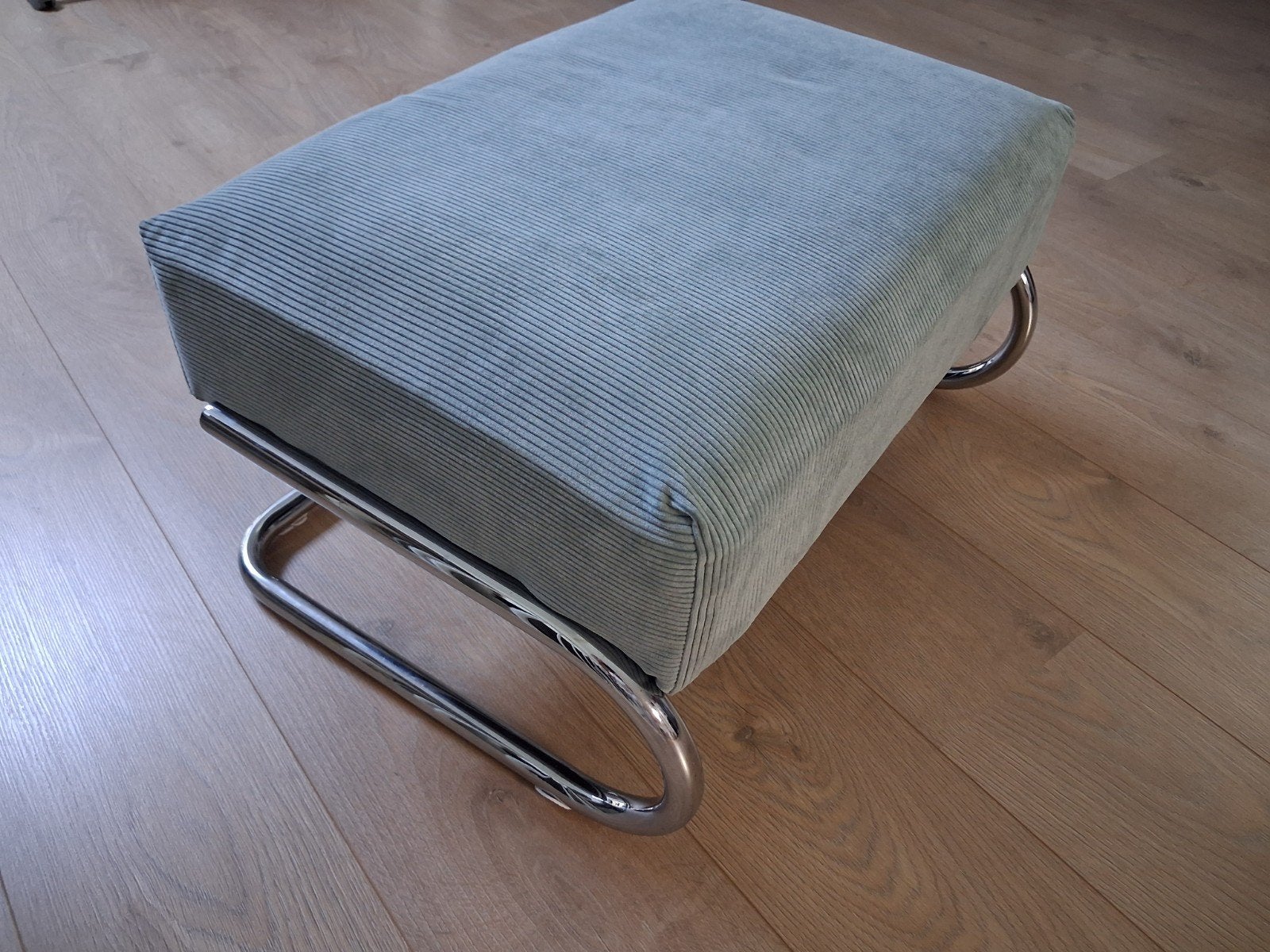 Mooie Buisframe Voetenbank Ribstof/Chroom, Ophalen, Minder dan 50 cm, Gispen Stijl, 50 tot 75 cm