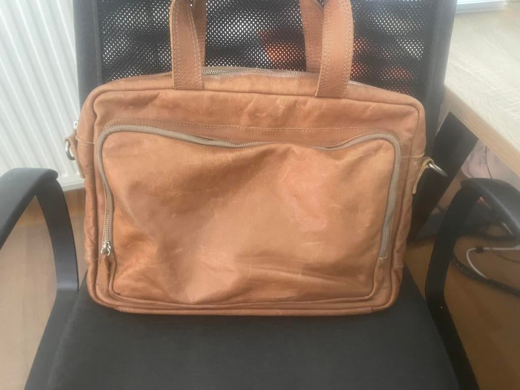 Cowboysbag leren tas laptoptas veel vakken IZGS, Ophalen of Verzenden, Zo goed als nieuw, Bruin