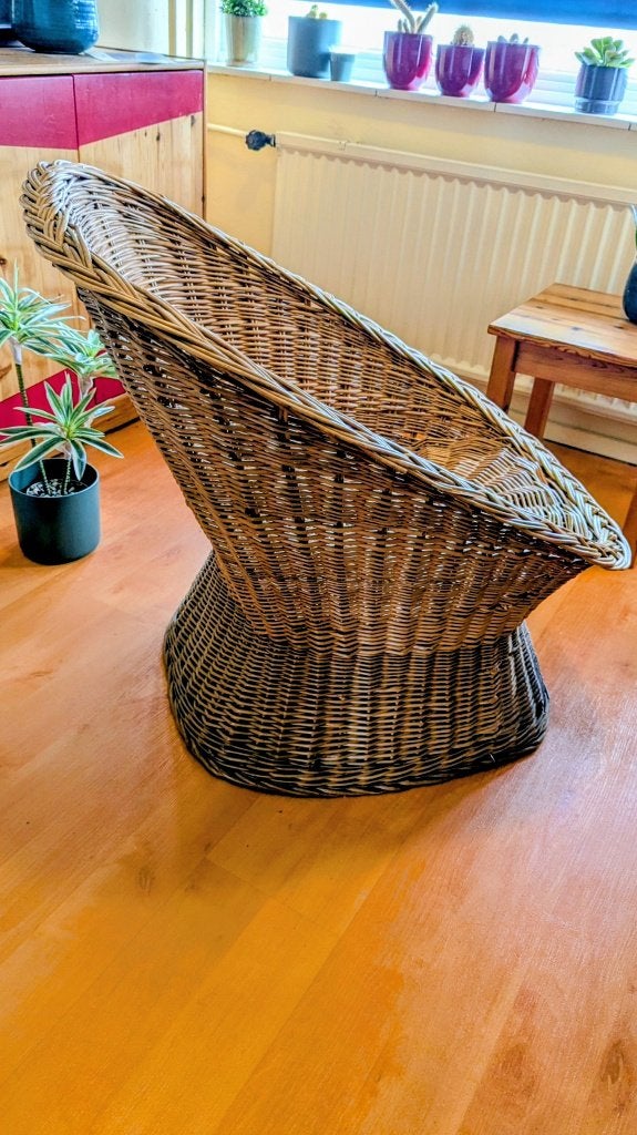RIETEN stoel - sfeer   import VEELOO vintage 70 80 rotan, Huis en Inrichting, Stoelen, Ophalen, Gebruikt, Bruin, Vintage