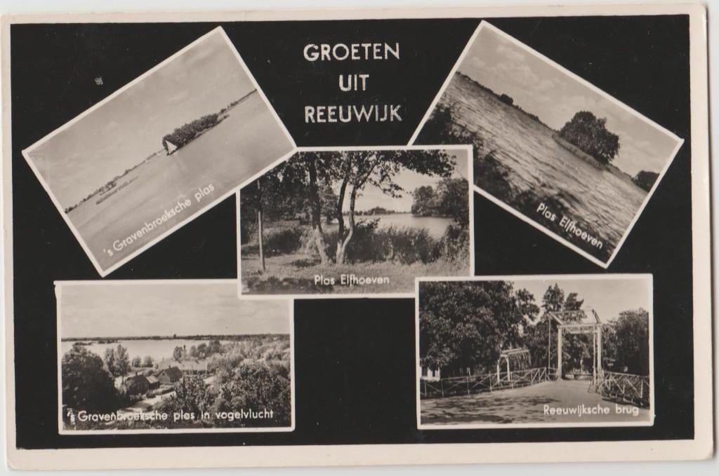 Reeuwijk (ZH) Groeten uit 5-vensterkaart 1954, Verzenden, 1940 tot 1960, Gelopen, Zuid-Holland