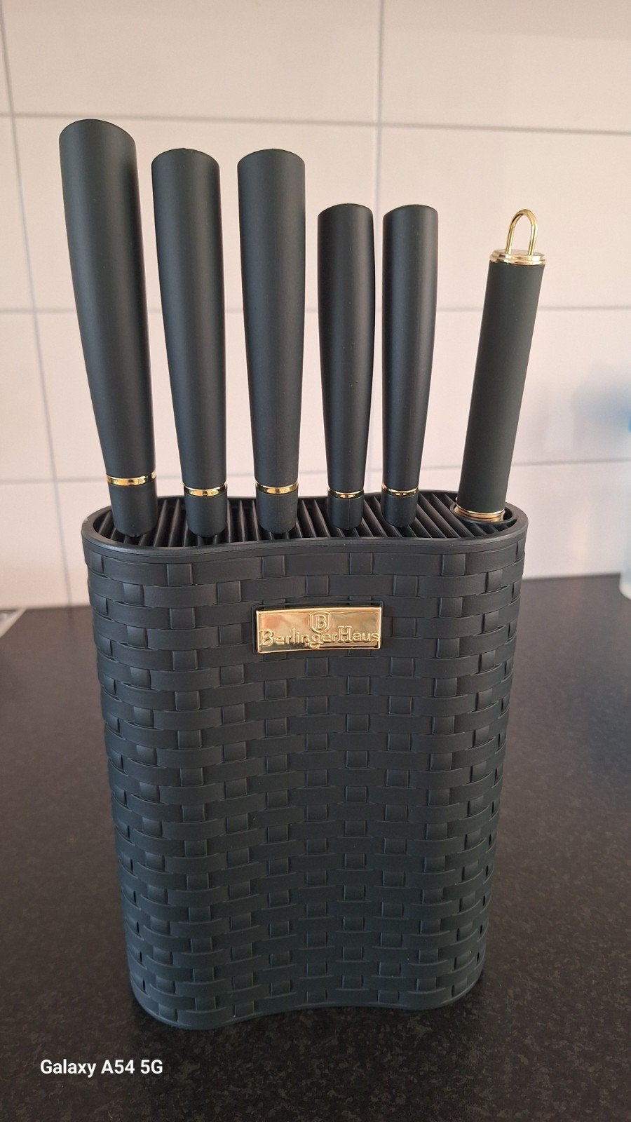 Berlinger Haus 7-delige messenset met standaard - Emerald, Ophalen, Overige typen, Nieuw, Zwart