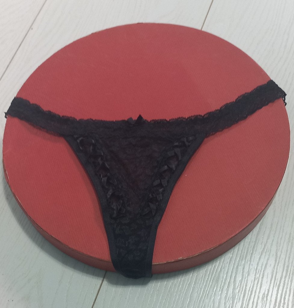 Sexy zwart kanten string maat Large #3, Verzenden, Zwart, String