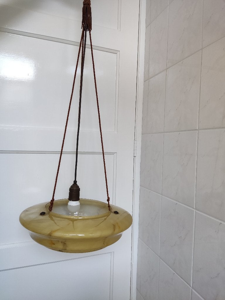 Art Deco schaallamp jaren 30, Huis en Inrichting, Lampen | Hanglampen, Ophalen of Verzenden, Gebruikt, Glas, Art Deco