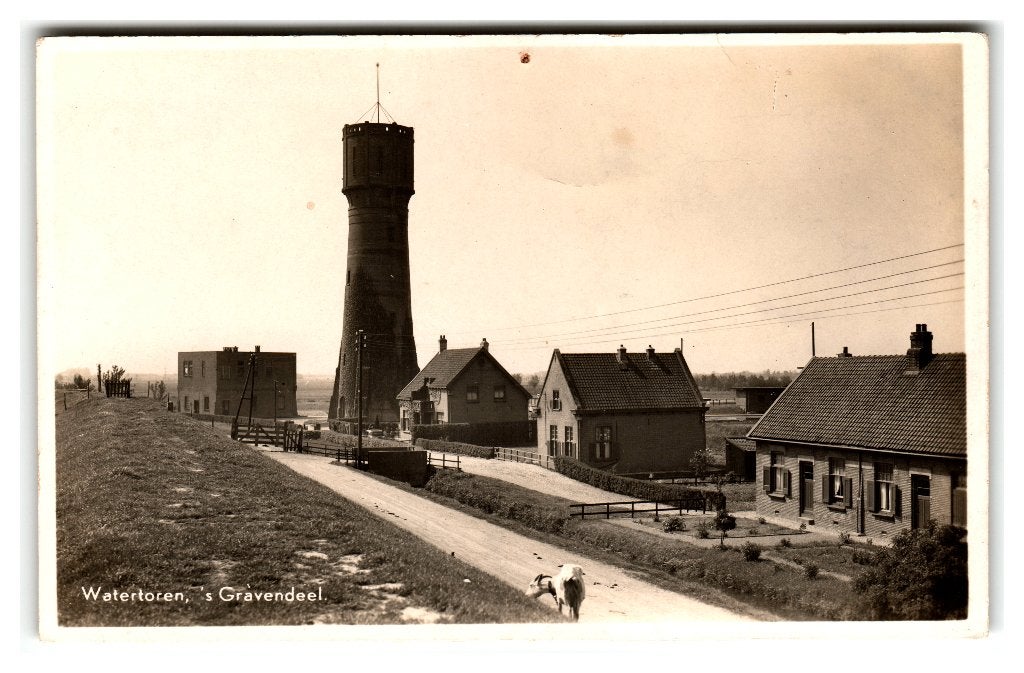 's-Gravendeel, Watertoren. Lees beschrijving, Ophalen of Verzenden, 1940 tot 1960, Ongelopen, Zuid-Holland