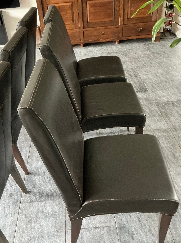Eetkamerstoelen, echt leder!!!, Ophalen, Gebruikt, Bruin, Vijf, Zes of meer stoelen