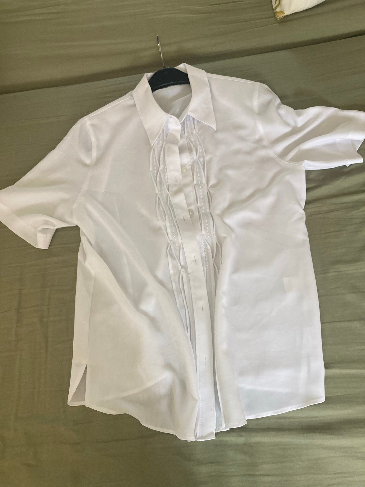 Witte blouse met smockrand Erfo maat 42, 100% polyester, Ophalen of Verzenden, Gedragen, Maat 42/44 (L), Wit
