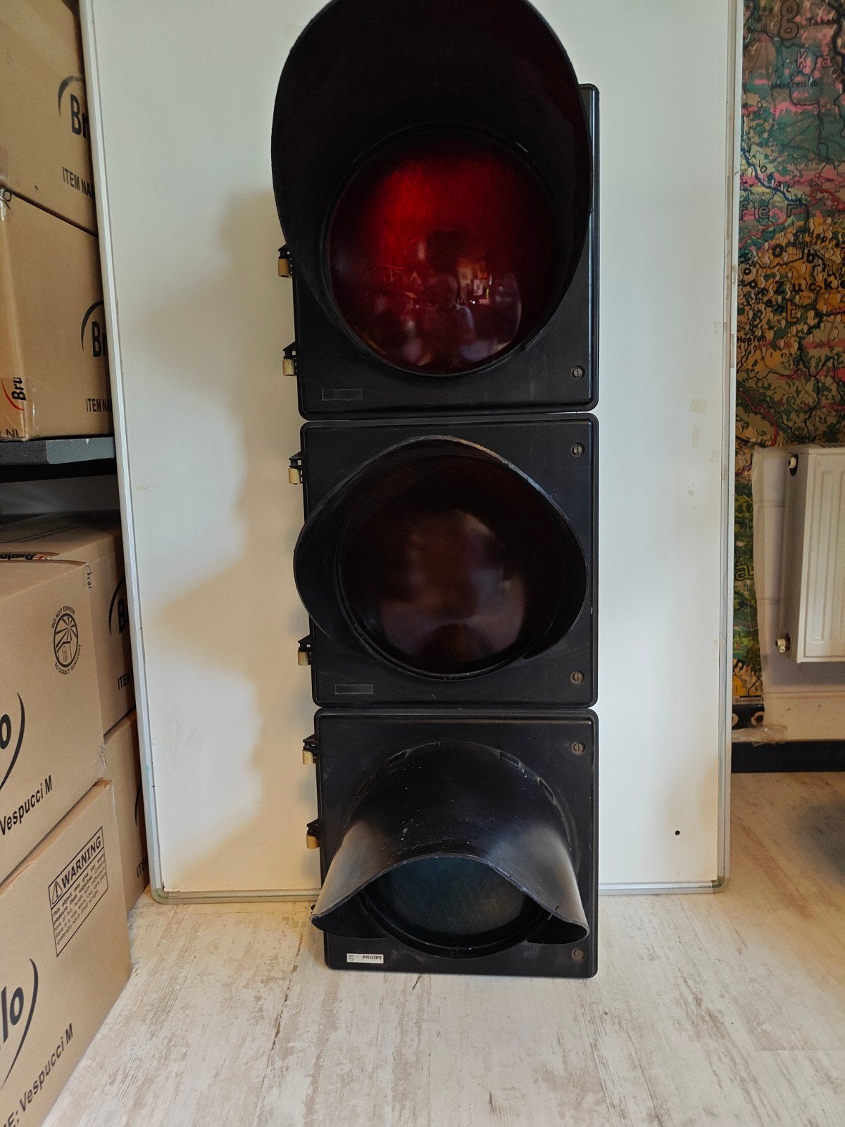 XXL Oud groot Stoplicht Phillips jaren 70.  115  x 40 cm, Ophalen, Gebruikt, Lichtbak of (neon) lamp, X
