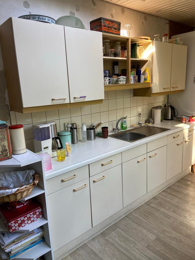 Complete keuken met boven- en onderkasten, Ophalen, Gebruikt, Wit, Enkelwandige keuken