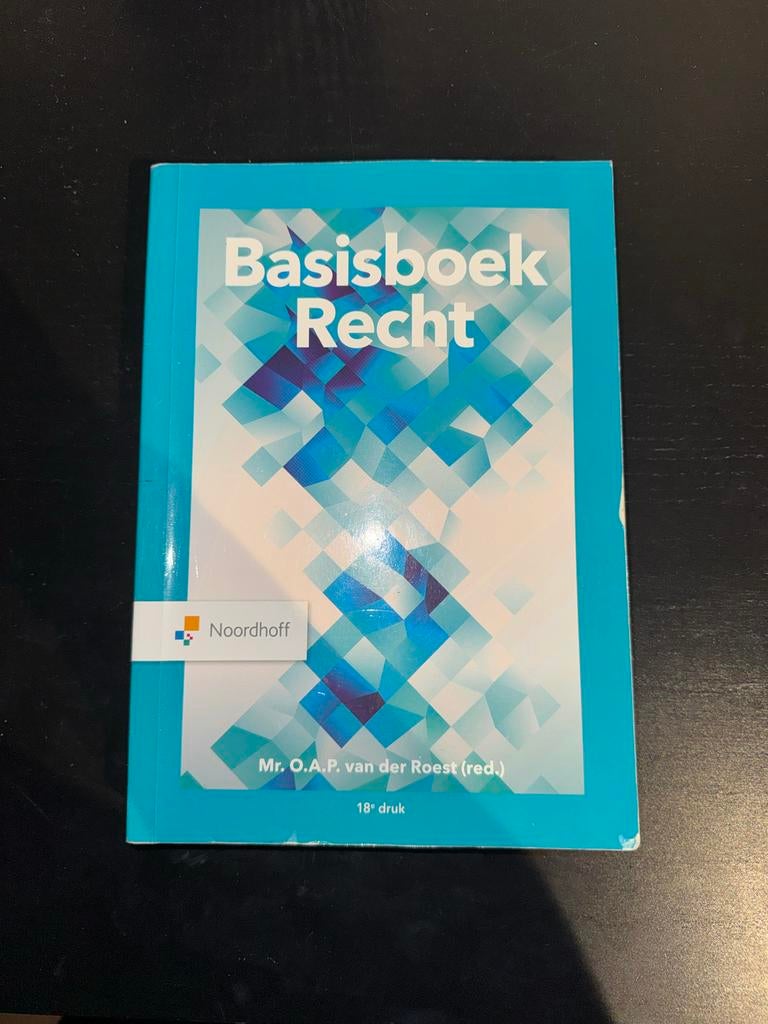 Basisboek Recht 18e druk - Mr. O.A.P. van der Roest, Ophalen of Verzenden, Gamma, Gelezen, HBO