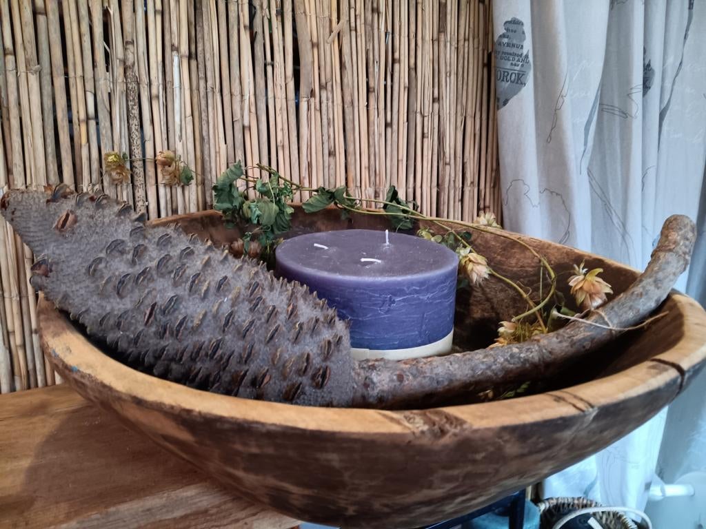 Stoere houten schaal, Ophalen of Verzenden, Nieuw, Rond, Hout