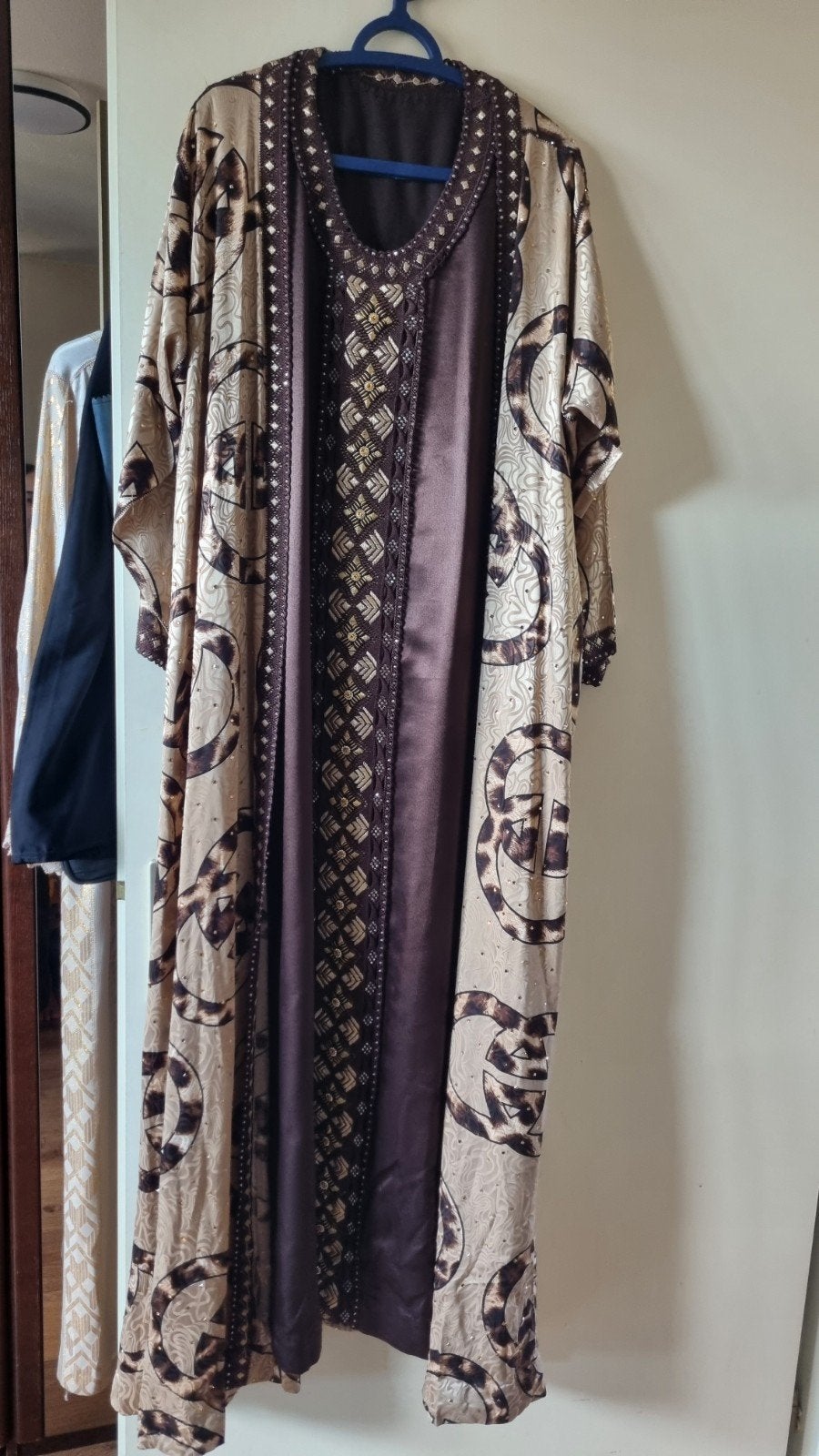 Handgemaakte Takchita - Elegante Marokkaanse Jurk, Ophalen, Beige, Maat 42/44 (L), Zo goed als nieuw