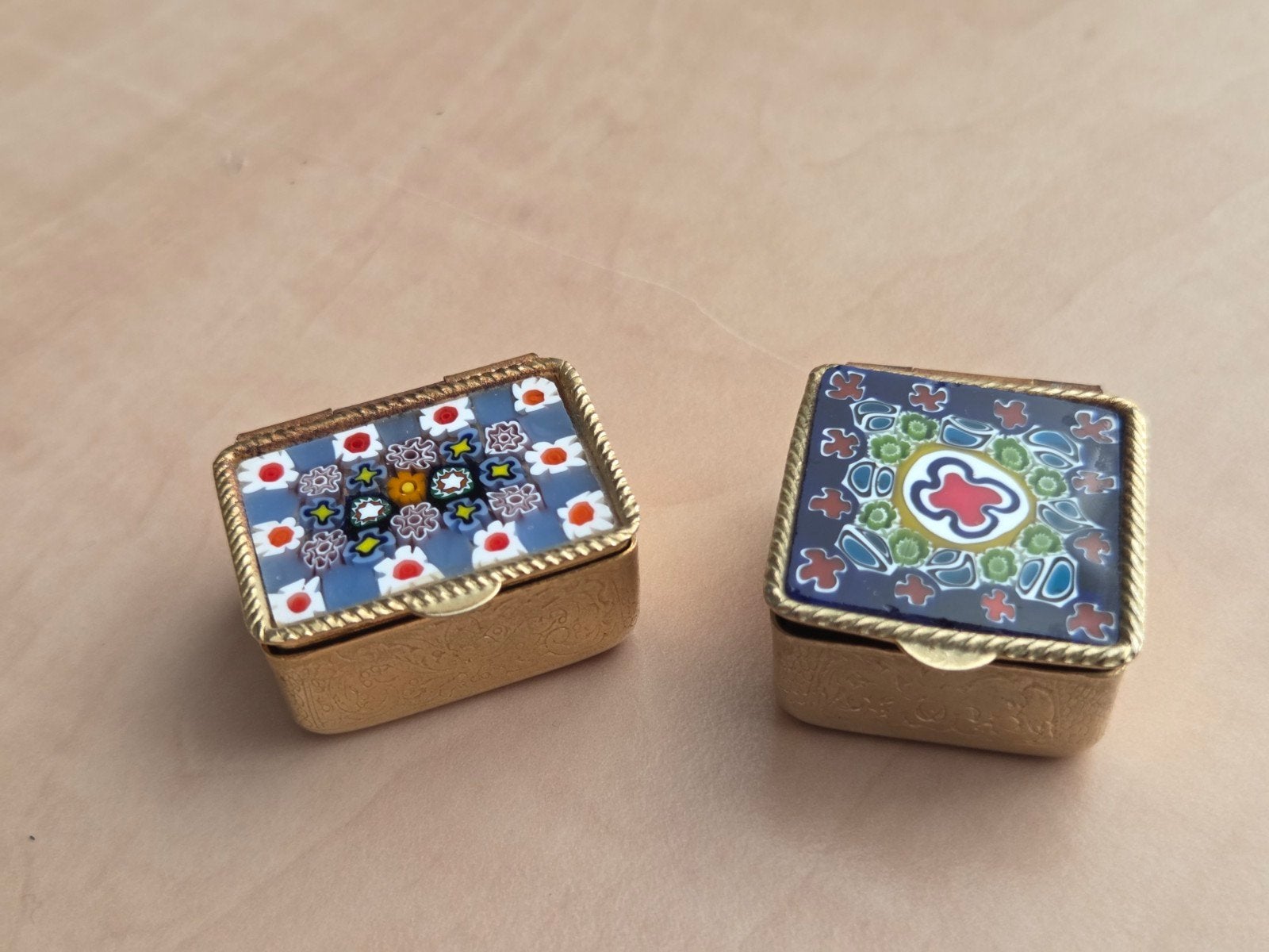 Set van 2 Murano Millefiori Pillendoosjes - Vintage, Ophalen of Verzenden
