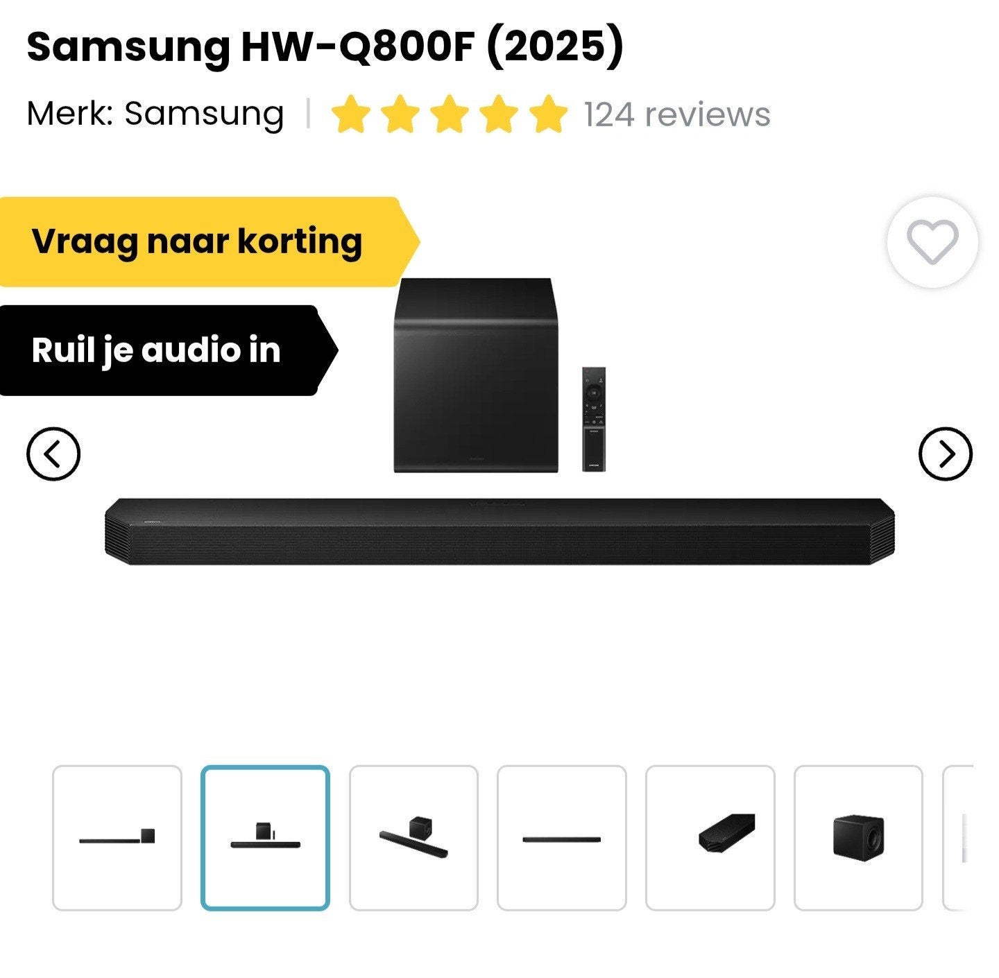 Samsung HW-Q800F (2025) Soundbar met Externe Subwoofer, Ophalen, Met externe subwoofer, Nieuw