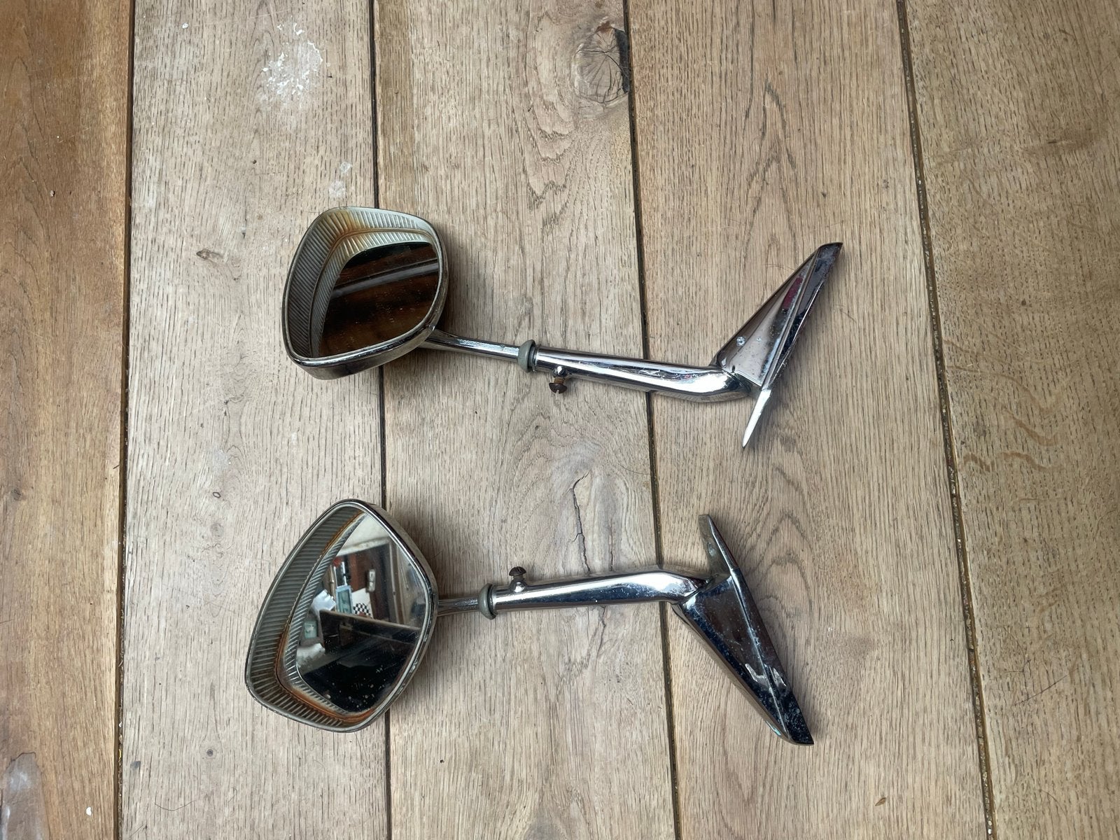 Set van 2 originele oldtimer Zijspiegels, Auto-onderdelen, Ophalen of Verzenden, Gebruikt, Oldtimer onderdelen