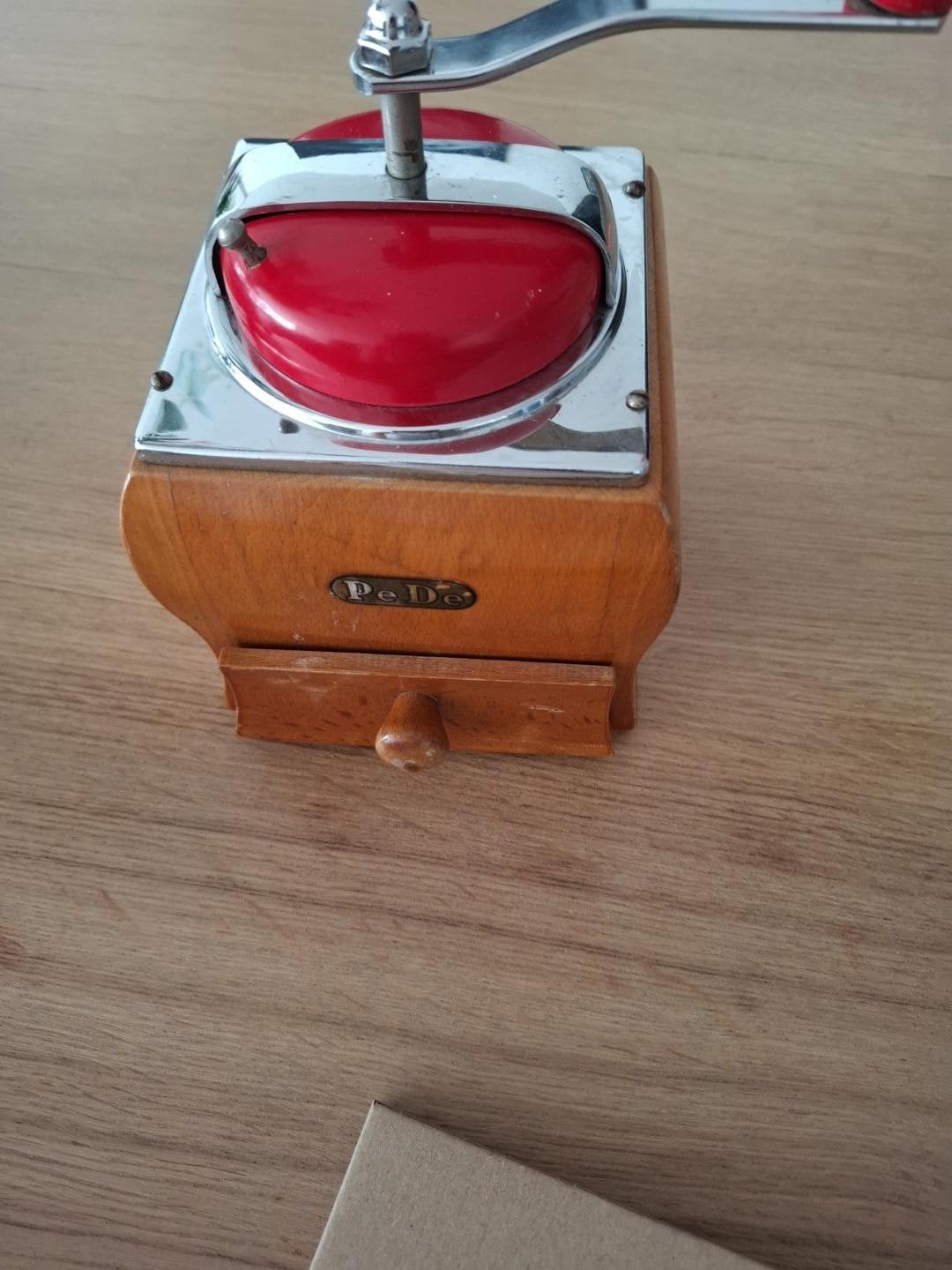 Vintage PeDe koffiemolen - rood en hout, Ophalen of Verzenden
