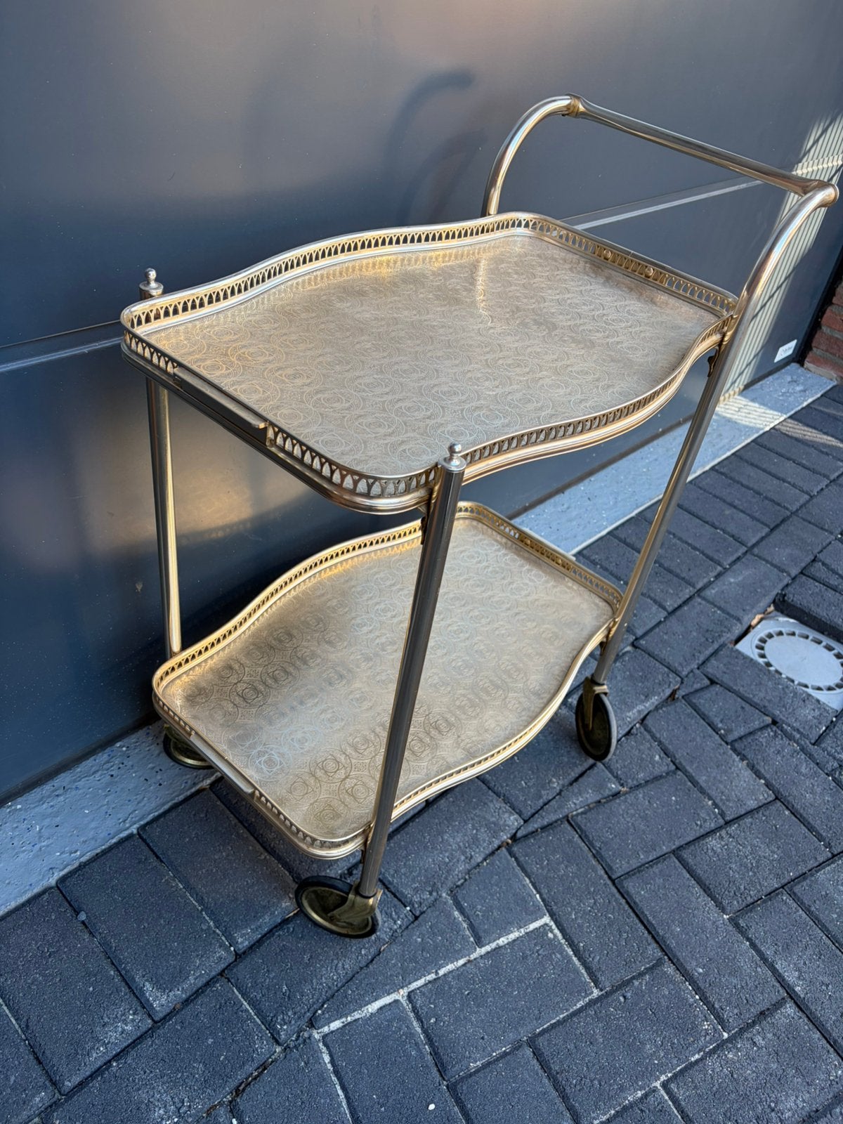 Vintage antieke thee wagen trolly jaren 50, Ophalen, Overige materialen, 50 tot 100 cm, 50 tot 100 cm