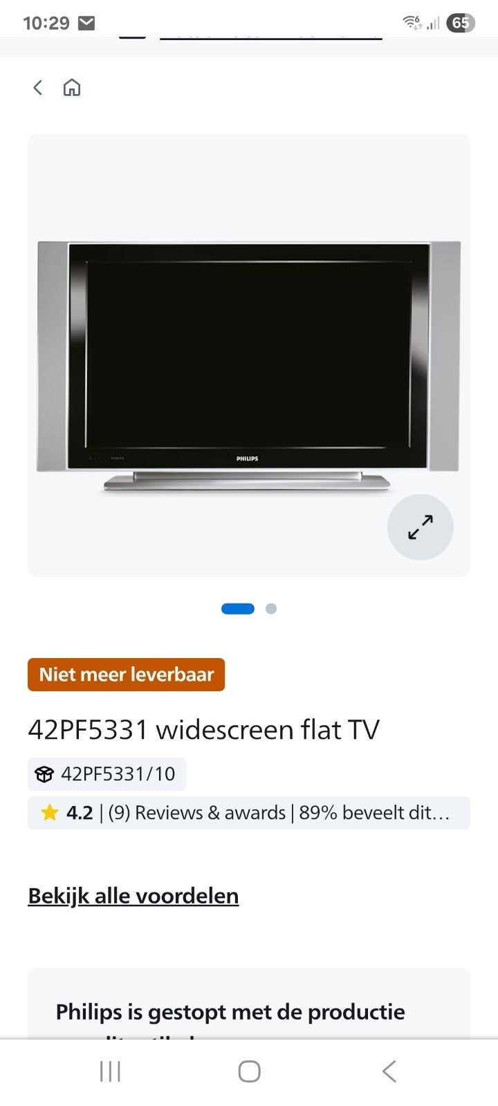 Philips 42 inch TV met standaard - Gebruikt, Ophalen, Philips, Gebruikt, 50 Hz