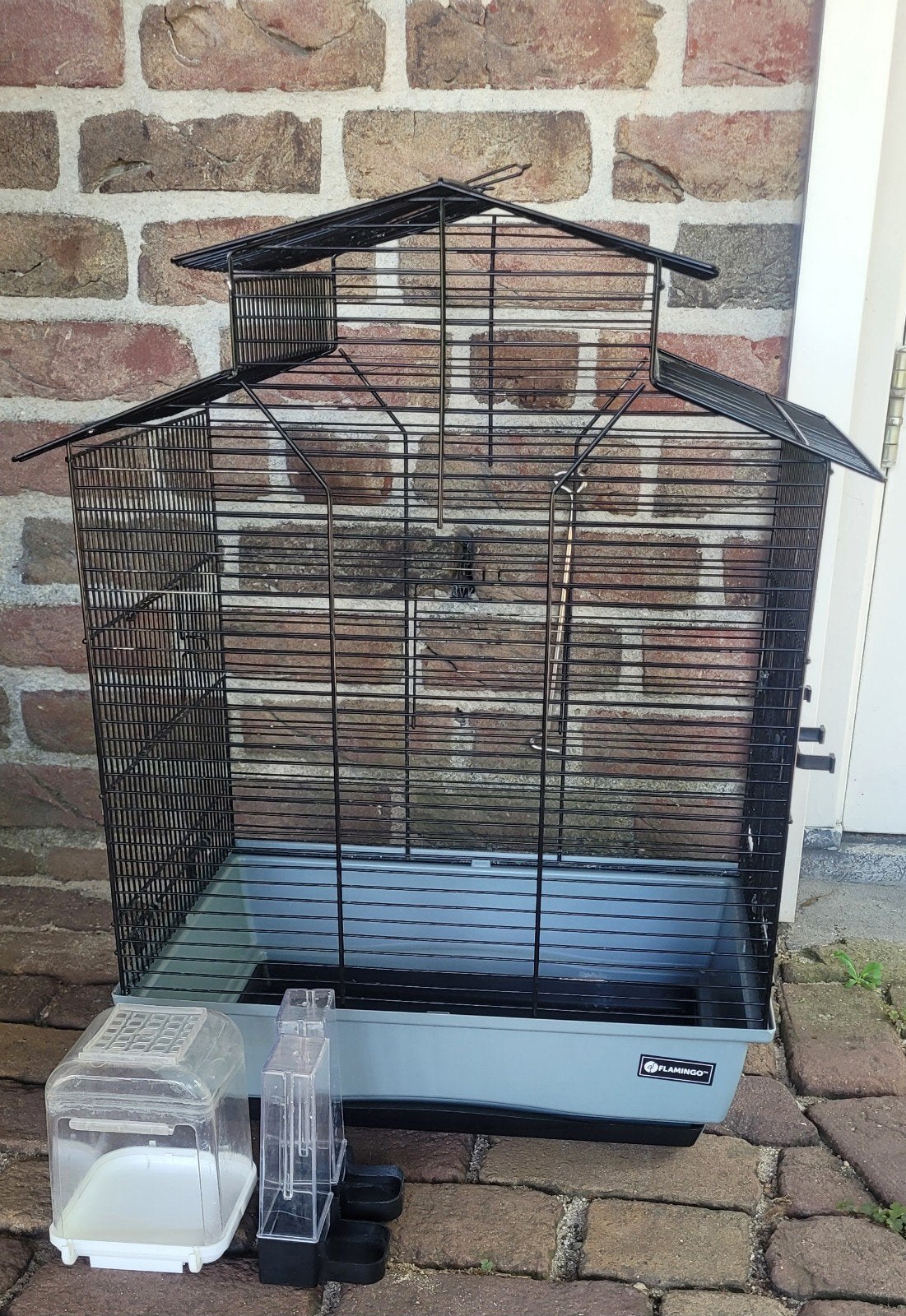 Vogelkooi Flamingo zwart met grijs, Ophalen, Metaal, Vogelkooi