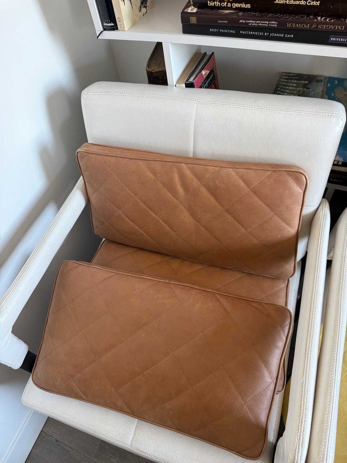 Set van 3 Echt Zweeds Leren Kussens - Gequilt, Overige merken, Gebruikt, Bruin, Sierkussen