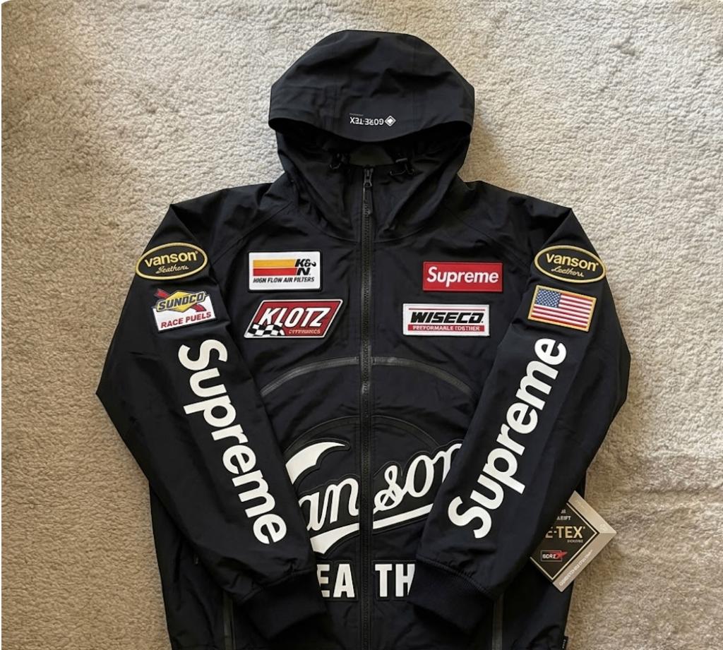 Supreme Vanson Gore-Tex Shell Jacket 🔥GRATIS VERZENDING🔥, Maat 52/54 (L), Zwart, Ophalen of Verzenden, Zo goed als nieuw