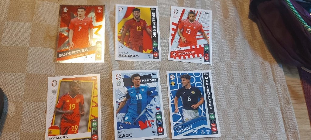 6 voetbal plaatjes EK 2024 oa Zeki Amdoubi reverseholo, Ophalen of Verzenden, Nieuw, Meerdere plaatjes