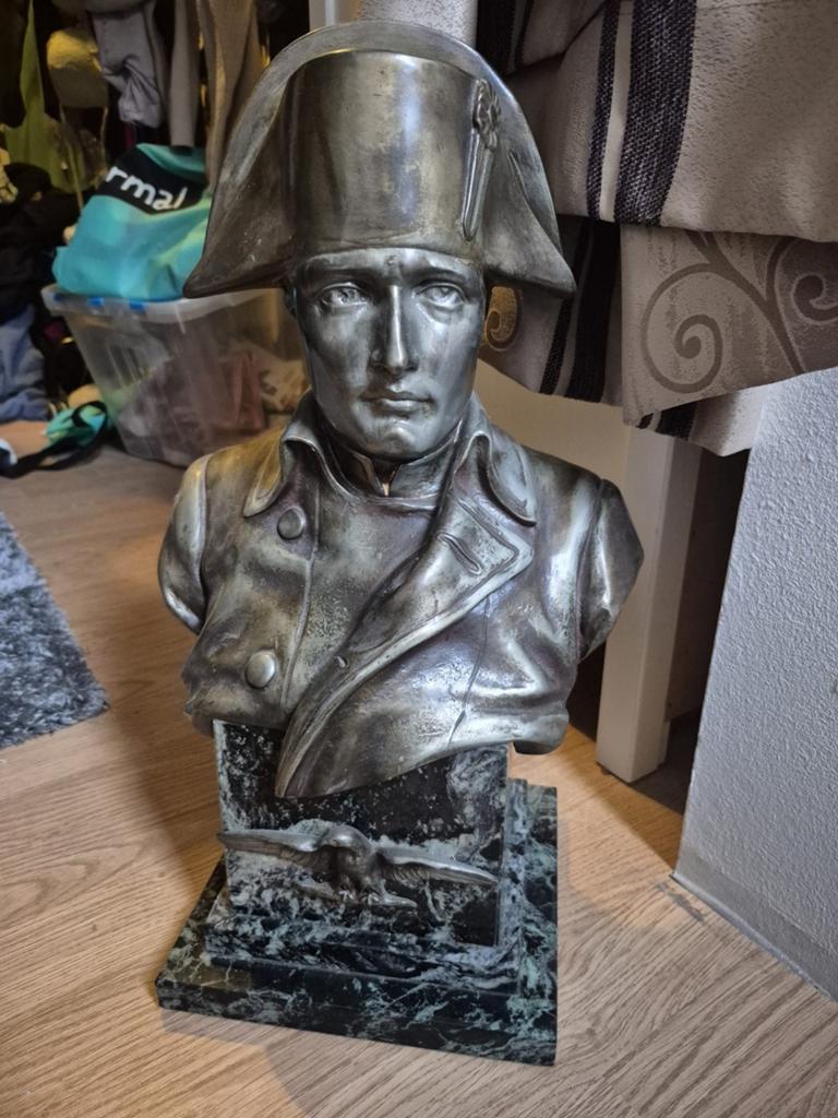 Bronzen beeld met Marmeren voet met Adelaar 47 cm, Ophalen, Buste, Brons, 20 - 50 cm