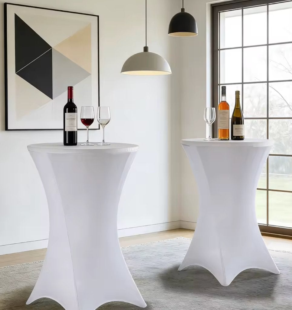 10 witte tafelhoezen voor statafels, Huis en Inrichting, Tafelkleden, Rond, Ophalen of Verzenden, Zo goed als nieuw, 80 cm