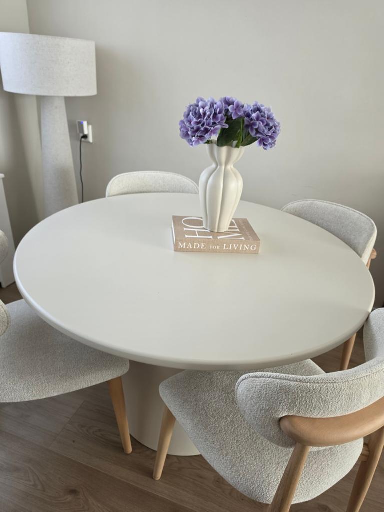 Ronde eettafel 120cm - Crème/Beige, Ophalen, Overige materialen, Gebruikt, Modern, Scandinavisch