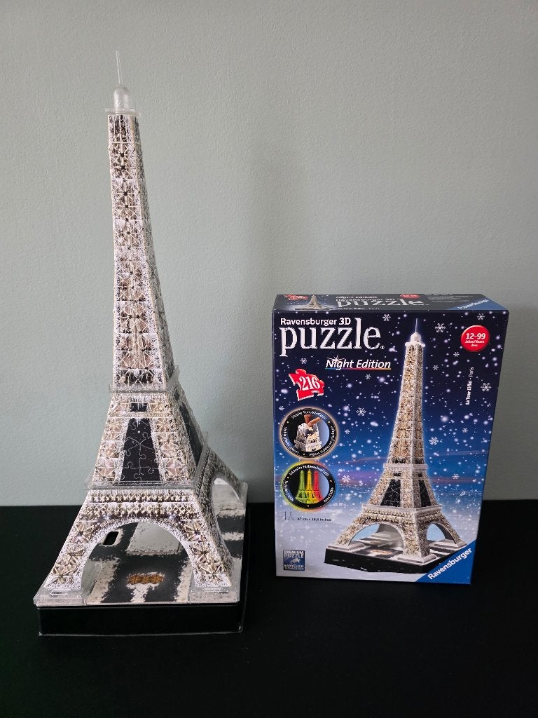 Ravensburger 3d puzzel Eiffeltoren - Night edition, Ophalen of Verzenden, Minder dan 500 stukjes, Zo goed als nieuw, Rubik's of 3D-puzzel