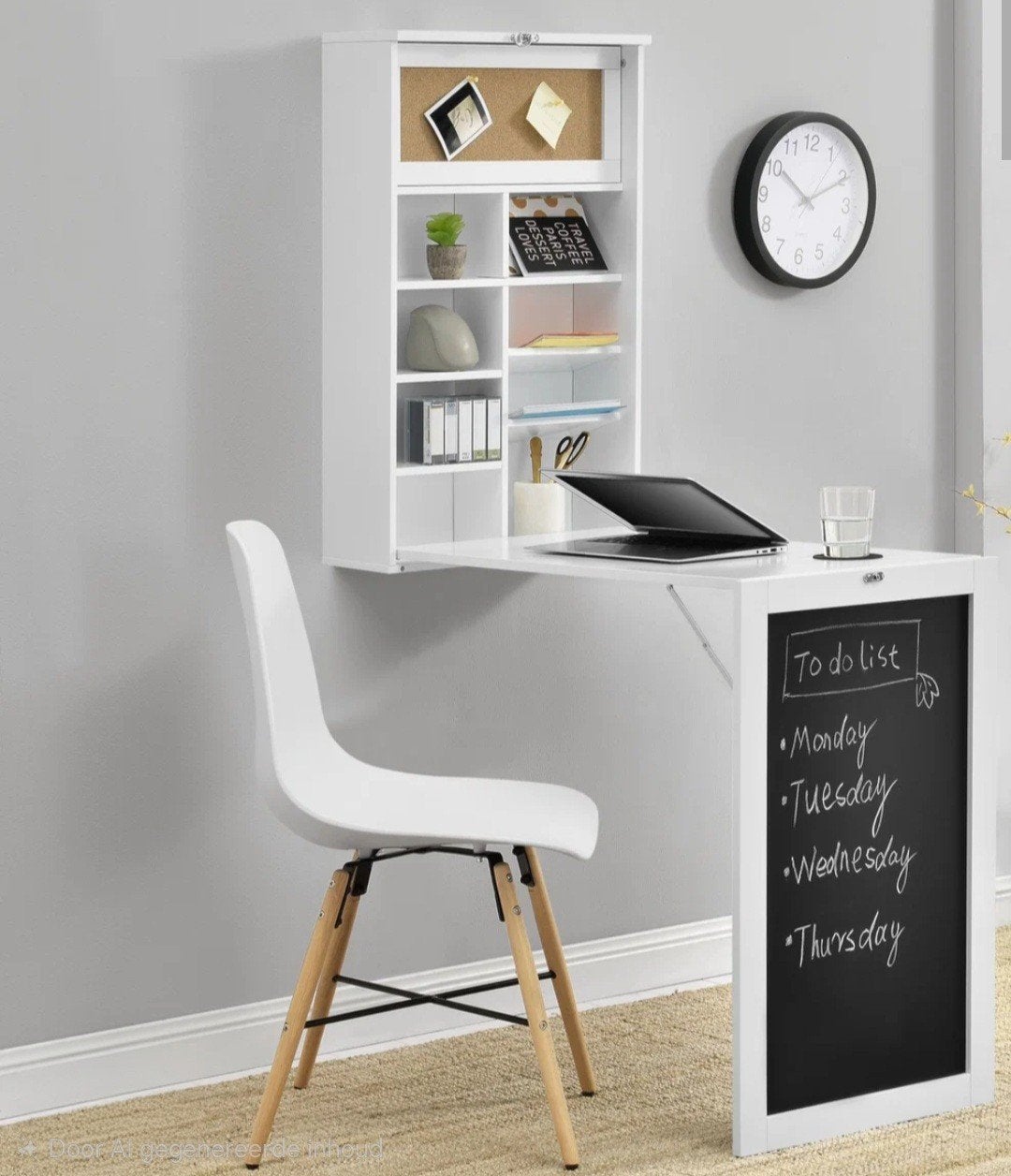 Wandbureau met opbergruimte en krijtbord, Huis en Inrichting, Ophalen, Zo goed als nieuw