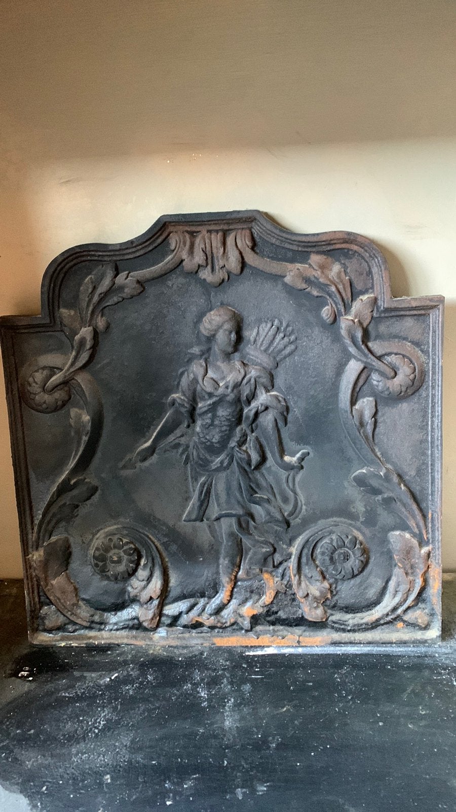 Gietijzeren haardschild 55x55, Huis en Inrichting, Kachels, Ophalen, Gebruikt